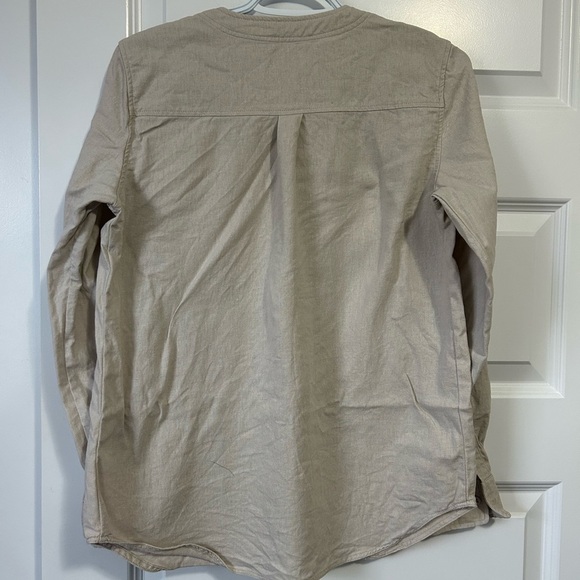 Harve Benard Linen Khaki Pullover Long Sleeve Blouse - Picture 2 of 9